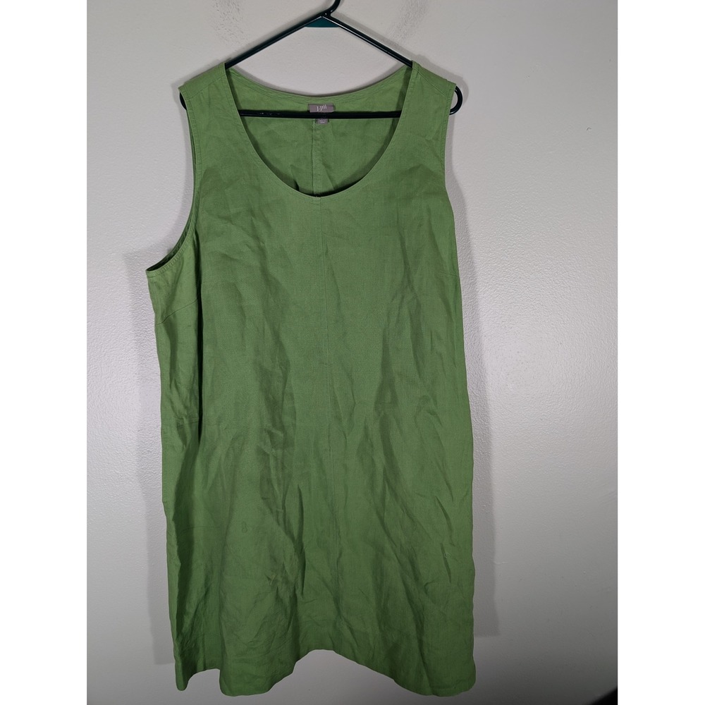 J. Jill Womens 3X Apple Green 100% Linen Sleeveless Scoop Neck Shift Dress